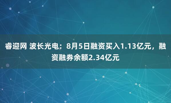 睿迎网 波长光电：8月5日融资买入1.13亿元，融资融券余额2.34亿元