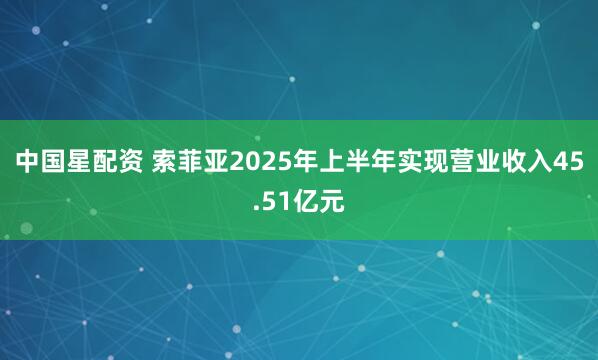 中国星配资 索菲亚2025年上半年实现营业收入45.51亿元